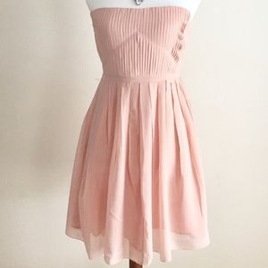 Madewell strapless dress pink silk pleated Size 4